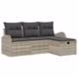 vidaXL Ensemble de Canapés de Jardin 4 Pièces avec Coussins en Gris Clair Rattan Poly
