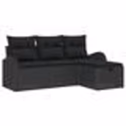 vidaXL Ensemble de Canapé de Jardin en quatre pièces avec coussins Noir Poly Rattan