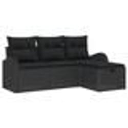 vidaXL Ensemble de Canapé de Jardin en quatre pièces avec coussins Noir Poly Rattan