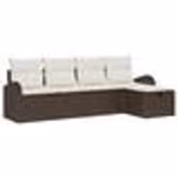 vidaXL Ensemble de Canapé de Jardin 5 Pièces avec Coussins Marron Poly Rattan