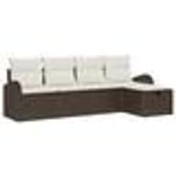 vidaXL Ensemble de Canapé de Jardin 5 Pièces avec Coussins Marron Poly Rattan