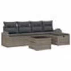 vidaXL Ensemble de Canapés de Jardin 6 Pièces avec Coussins Gris Rattan Synthétique