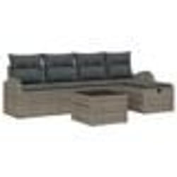vidaXL Ensemble de Canapés de Jardin 6 Pièces avec Coussins Gris Rattan Synthétique