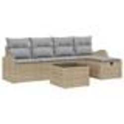 vidaXL Ensemble de 6 Canapés de Jardin avec Coussins Beige en Rattan