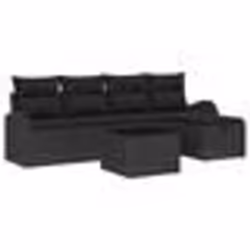 vidaXL Ensemble de canapés de jardin 6 pièces avec coussins Noir Poly Rattan