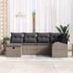vidaXL Ensemble de canapé de jardin 6 pièces avec coussins gris en poly rattan