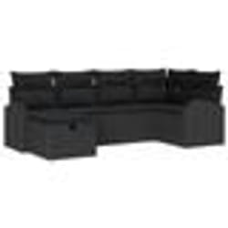 vidaXL Ensemble de canapé de jardin 6 pièces avec coussins noir poly rattan