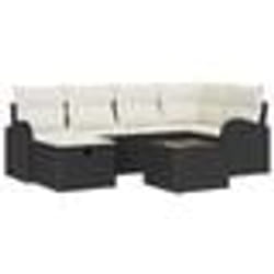 vidaXL Set de canapé de jardin de 7 pièces avec coussins Noir Poly rattan