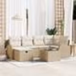 vidaXL Set de canapé de jardin 7 pièces avec coussins Beige Poly Rattan