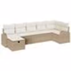 vidaXL Ensemble de Canapé de Jardin de 7 Pièces avec Coussins Beige en Poly Rattan