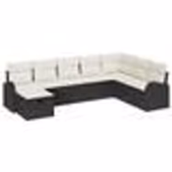 vidaXL Ensemble de canapé de jardin 8 pièces avec coussins en rattan poly noir