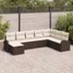 vidaXL Set de canapé de jardin 8 pièces avec coussins Marron Poly Rattan