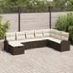 vidaXL Set de canapé de jardin 8 pièces avec coussins Marron Poly Rattan