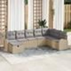 vidaXL Ensemble de 8 Canapés de Jardin avec Coussins Beige Rattan PE