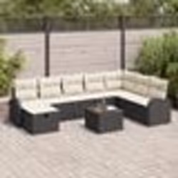 vidaXL Ensemble de canapés de jardin 9 pièces avec coussins noir en poly rattan