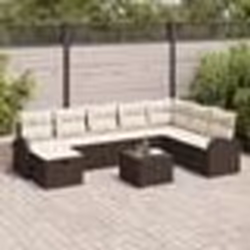 vidaXL Ensemble de Canapé de Jardin 9 pièces avec Coussins Marron Rattan Poly