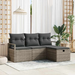 vidaXL Ensemble de canapé de jardin 4 pcs Gris 175 x 117 x 85 cm