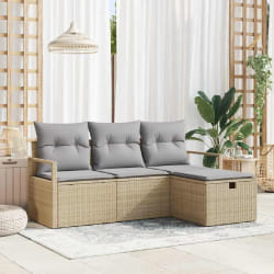 vidaXL Ensemble de canapé de jardin 4 pcs beige et gris clair