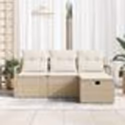 Ensemble de canapé de jardin de 4 pièces avec coussins en rattan poly beige