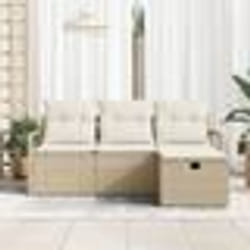 Ensemble de canapé de jardin de 4 pièces avec coussins en rattan poly beige