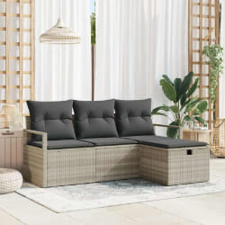 vidaXL Ensemble de canapé de jardin 4 pcs Gris clair 175 x 117 x 85 cm