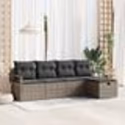 vidaXL Ensemble de Canapés de Jardin en 5 Pièces avec Coussins Gris Rattan Poly