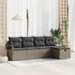 vidaXL Ensemble de Canapés de Jardin en 5 Pièces avec Coussins Gris Rattan Poly