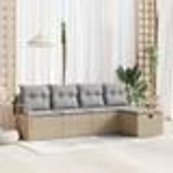 Canapés de jardin 5 pièces avec coussins Beige en poly rattan