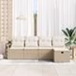 vidaXL Set de Canapé de Jardin 5 Pièces avec Coussins Beige Poly Rattan