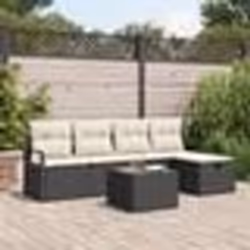 Set de Canapé de Jardin vidaXL 6 Pièces avec Coussins Noir en Poly Rattan