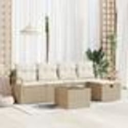 Canapé de jardin vidaXL 6 pièces avec coussins en rattan beige