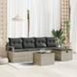 vidaXL Set de canapé de jardin 6 pièces avec coussins gris clair poly rotin