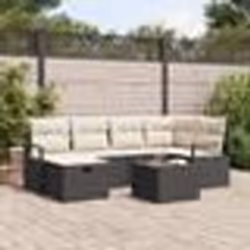 Ensemble de Canapés de Jardin de 7 Pièces avec Coussins en Poly Rattan Noir