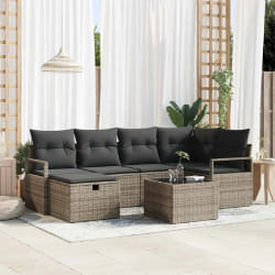 vidaXL Ensemble de canapé de jardin 7 pcs Gris 232 x 122 x 85 cm