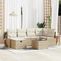 vidaXL Ensemble de canapé de jardin avec coussin 7 pcs beige et crème