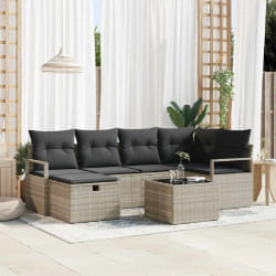 vidaXL Ensemble de canapé de jardin 7 pcs Gris clair 232 x 122 x 85 cm