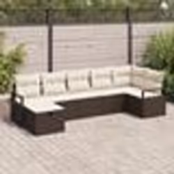 vidaXL Ensemble de canapé de jardin 7 pièces avec coussins en rotin poly marron