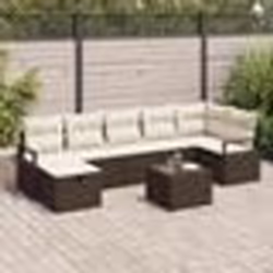 Ensemble de canapés de jardin 8 pièces vidaXL avec coussins en rotin poly marron