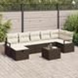 Ensemble de canapés de jardin 8 pièces vidaXL avec coussins en rotin poly marron