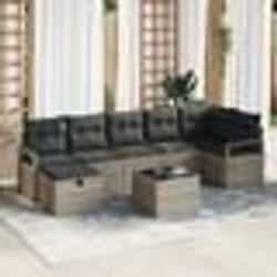 Ensemble de Canapé de Jardin vidaXL 8 Pièces avec Coussins Gris Poly Rattan