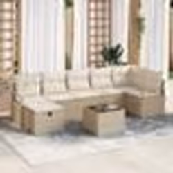 Ensemble de Canapé 8 pièces vidaXL de Jardin avec Coussins Beige Rattan Poly