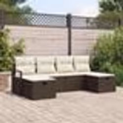 Ensemble de canapé de jardin vidaXL 6 pièces avec coussins Brun Poly Rotin