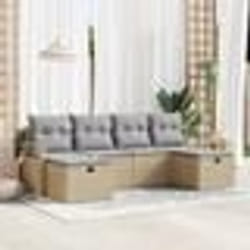 vidaXL Ensemble de canapé de jardin 6 pièces avec coussins Beige Poly Rattan