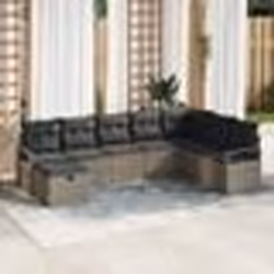 Set de canapé jardin 8 pièces avec coussins gris en poly rattan