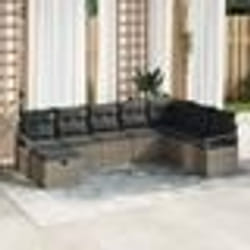 Set de canapé jardin 8 pièces avec coussins gris en poly rattan