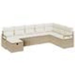 Ensemble de canapé de jardin 8 pièces vidaXL avec coussins en poly rattan beige