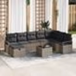 vidaXL Ensemble de canapé de jardin 9 pièces avec coussins en poly rattan gris