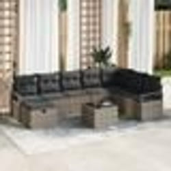 vidaXL Ensemble de canapé de jardin 9 pièces avec coussins en poly rattan gris
