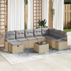 vidaXL Ensemble de canapé de jardin 9 pcs beige et gris clair