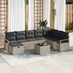 vidaXL Ensemble de canapé de jardin 9 pcs Gris clair 287 x 177 x 85 cm